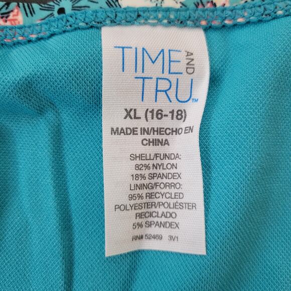 Time and Tru XL Blue Floral Mid Rise Swim Bottoms - Picture 2 of 5